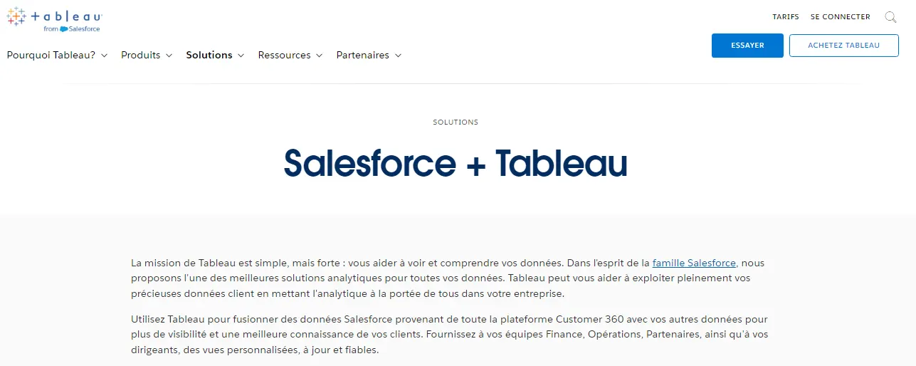 Intégration tableau - Salesforce